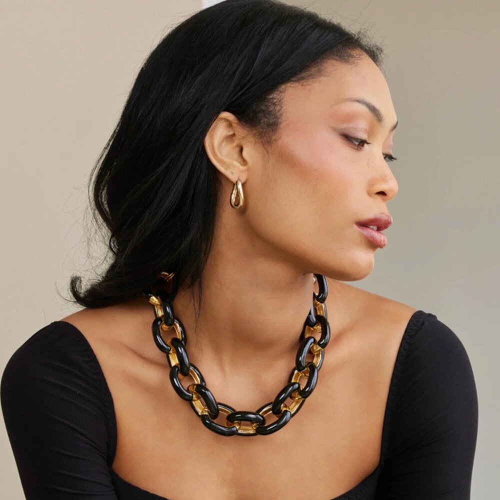 Kenneth Jay Lane | Polished Gold Oval Post Hoop Earring | NWOT - Picture 2 of 3